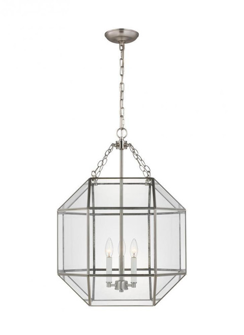 Visual Comfort & Co. Studio Collection Morrison Pendant, 3-Light, Brushed Nickel, Clear Shade, 18.5"W (5279403-962 70704VZ) 