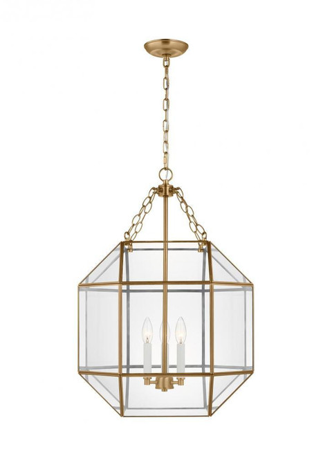 Visual Comfort & Co. Studio Collection Morrison Pendant, 3-Light, LED, Satin Brass, Clear Shade, 18.5"W (5279403EN-848 70704W1) 