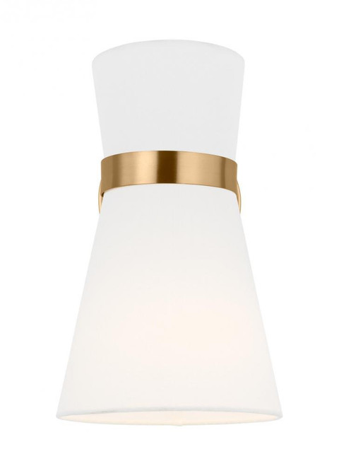 Visual Comfort & Co. Studio Collection Clark Wall Sconce, 1-Light, LED, Satin Brass, White Shade, 11.5"H (4190501EN3-848 706X85G) 