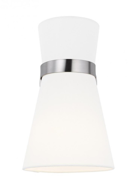 Visual Comfort & Co. Studio Collection Clark Wall Sconce, 1-Light, LED, Brushed Nickel, White Shade, 11.5"H (4190501EN3-962 706X85H) 