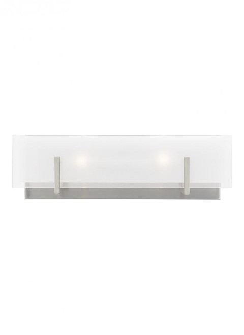 Visual Comfort & Co. Studio Collection Syll Wall / Bath Sconce, 2-Light, Brushed Nickel, Clear Shade, 18"W (4430802-962 70732PC) 