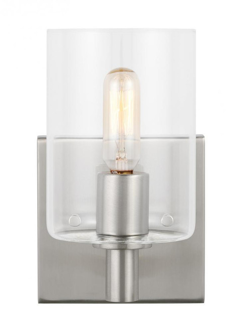 Visual Comfort & Co. Studio Collection Fullton Wall Sconce, 1-Light, LED, Brushed Nickel, Clear Shade, 7.75"H (4164201EN-962 707020Y) 