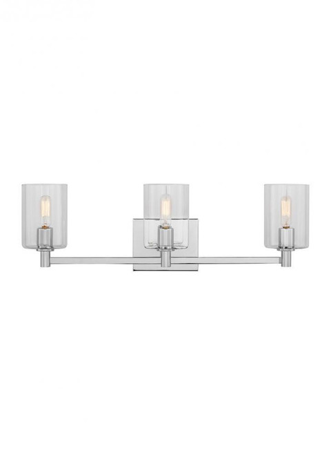 Visual Comfort & Co. Studio Collection Fullton Wall Sconce, 3-Light, LED, Chrome, Clear Shade, 24.63"W (4464203EN-05 70702XG) 
