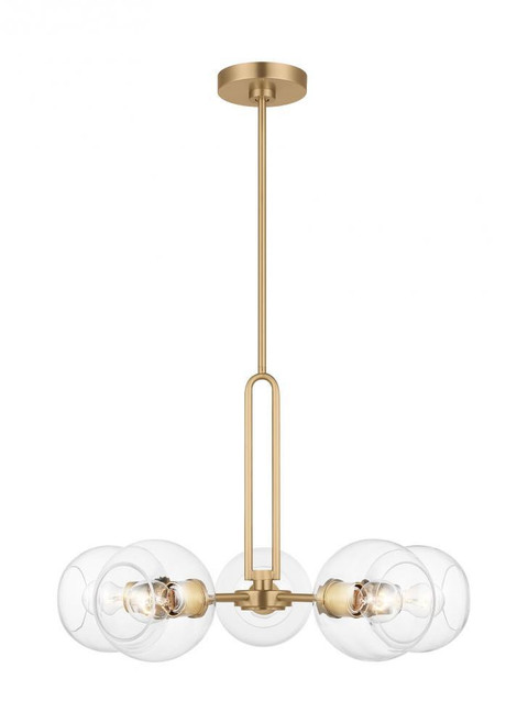 Visual Comfort & Co. Studio Collection Codyn Medium Chandelier, 5-Light, LED, Satin Brass, Clear Shade, 26"W (3155705EN7-848 70700YZ) 