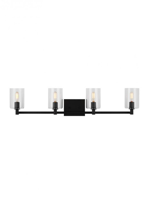 Visual Comfort & Co. Studio Collection Fullton Wall Sconce, 4-Light, Midnight Black, Clear Shade, 35"W (4464204-112 70702XM) 