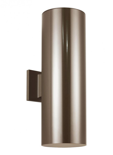Visual Comfort & Co. Studio Collection Outdoor Cylinders Outdoor Wall Lantern, 2-Light, LED, Bronze, Tempered Glass Shade, 18.25"H (8413997S-10 70732MA) 