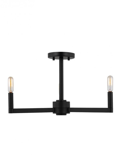 Visual Comfort & Co. Studio Collection Fullton Semi Flush Mount, 3-Light, LED, Midnight Black, 20"W (7764203EN-112 70702Y0) 