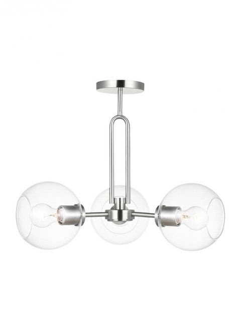 Visual Comfort & Co. Studio Collection Codyn Convertible Ceiling Light, 3-Light, Brushed Nickel, Clear Shade, 22"W (7755703-962 7070106) 
