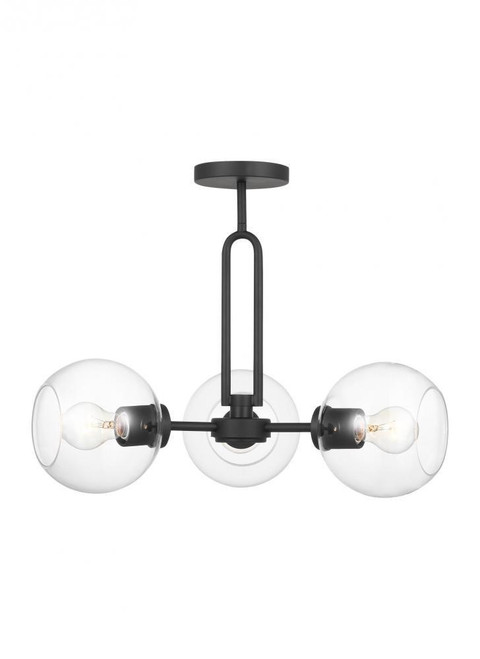 Visual Comfort & Co. Studio Collection Codyn Convertible Ceiling Light, 3-Light, LED, Midnight Black, Clear Shade, 22"W (7755703EN7-112 7070107) 