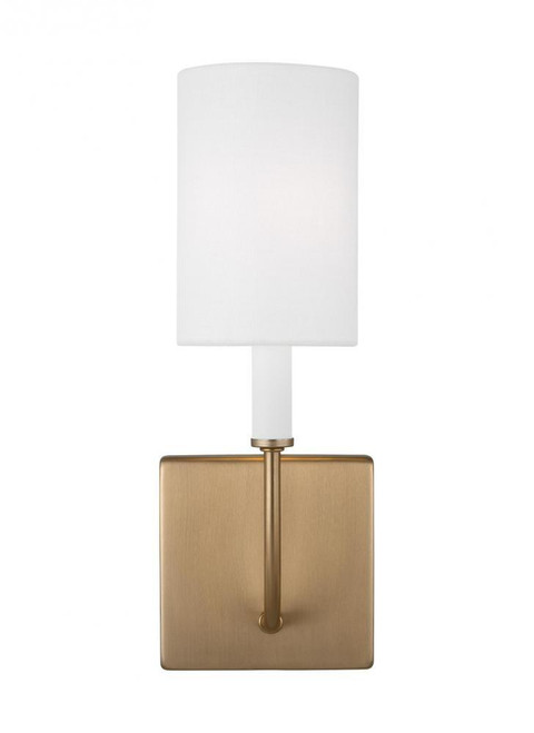 Visual Comfort & Co. Studio Collection Greenwich Wall / Bathroom Sconce, 1-Light, Satin Brass, White Linen Shade, 13.88"H (4167101-848 70702YT) 