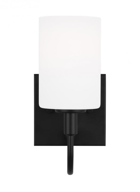 Visual Comfort & Co. Studio Collection Oak Moore Wall Sconce, 1-Light, LED, Midnight Black, Etched / White Inside Shade, 10"H (4157101EN3-112 70704YG) 