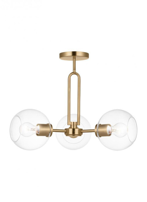 Visual Comfort & Co. Studio Collection Codyn Convertible Ceiling Light, 3-Light, LED, Satin Brass, Clear Shade, 22"W (7755703EN7-848 7070108) 