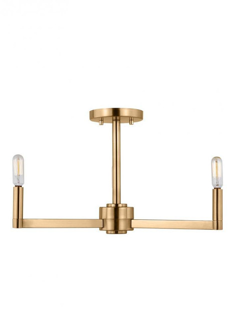 Visual Comfort & Co. Studio Collection Fullton Semi Flush Mount, 3-Light, LED, Satin Brass, 20"W (7764203EN-848 70702Y1) 