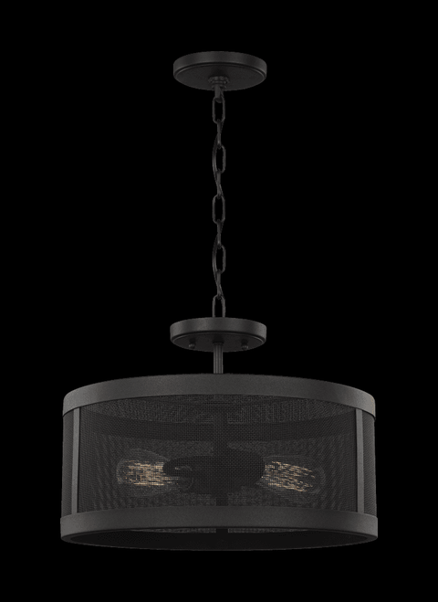 Visual Comfort & Co. Studio Collection Gereon Semi-Flush Convertible Pendant, 2-Light, Black, 16"Dia (7728502-12 70702Y7) 
