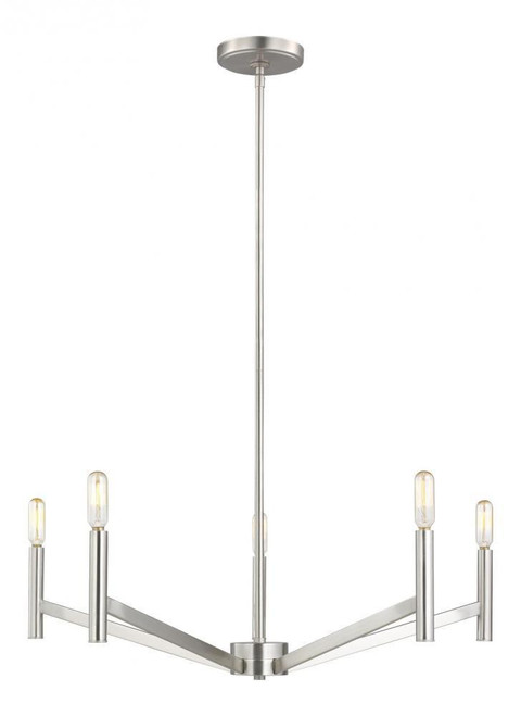 Visual Comfort & Co. Studio Collection Vector Chandelier, 5-Light, LED, Brushed Nickel, 28"W (3124305EN-962 70706WX) 