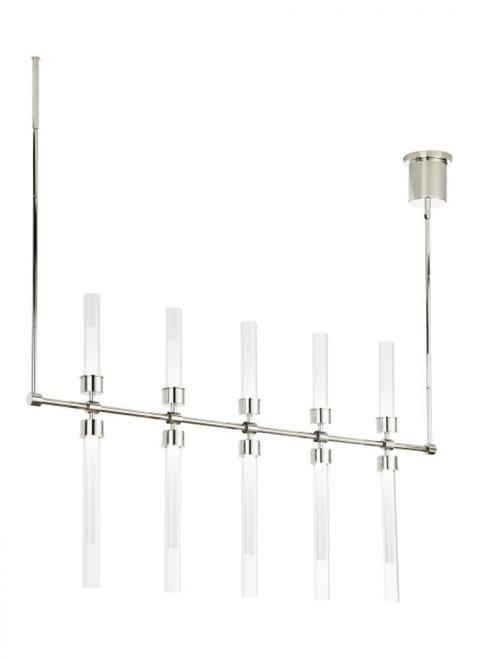 Visual Comfort & Co. Modern Collection Linger Linear Suspension, 10-Light, LED, Polished Nickel, 48.9"W (700LSLNG48N-LED930-277 70PDJQK) 