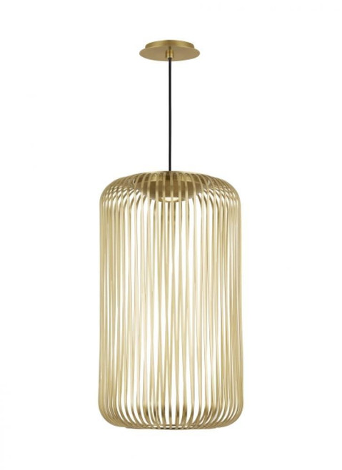 Visual Comfort & Co. Modern Collection Kai Pendant, 1-Light, LED, Plated Brass, 12"W (700TDKAI1BR-LED930 70PDJQL) 