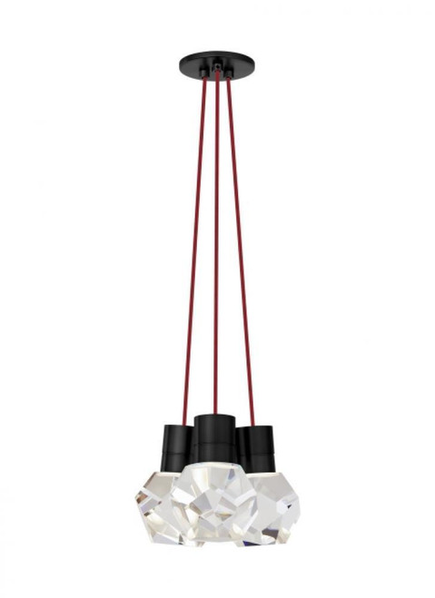 Visual Comfort & Co. Modern Collection Kira Ceiling Pendant, 3-Light, LED, Black, 10"W (700TDKIRAP3RB-LEDWD 70PGLE1) 