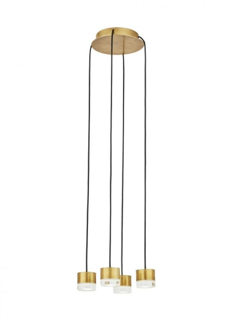 Visual Comfort & Co. Modern Collection Gable Chandelier, 4-Light, LED, Natural Brass, 10.4"W (700TRSPGBL4RNB-LED930 70PGDKA) 