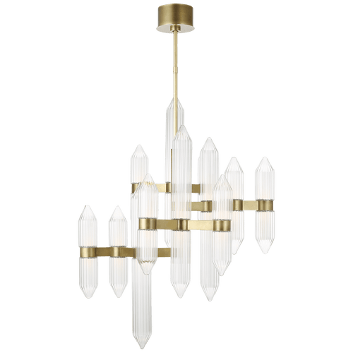 Visual Comfort & Co. Modern Collection Langston Medium Chandelier, 12-Light, LED, Plated Brass, 40.5"H (700LGSN31BR-LED927 70PGDKX) 