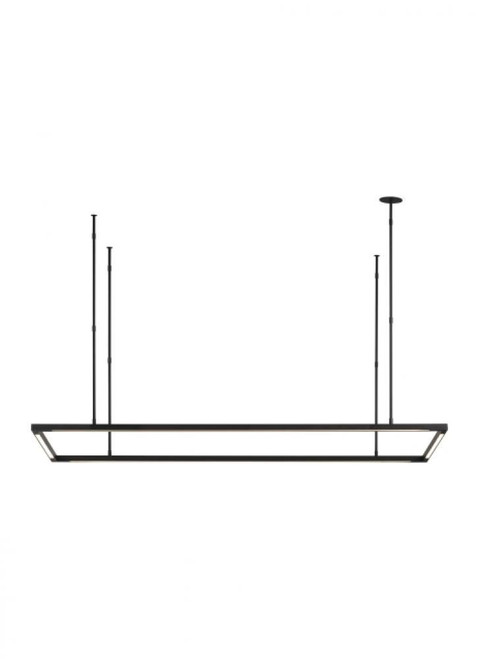 Visual Comfort & Co. Modern Collection Stagger Halo Linear Suspension, 1-Light, LED, Nightshade Black, 49.5"L (700LSSTG50B-LED927 70PGEJK) 