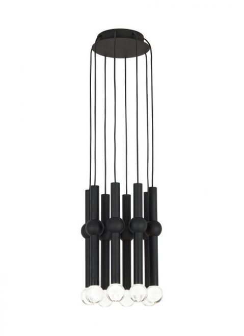 Visual Comfort & Co. Modern Collection Guyed Ceiling Chandelier, 8-Light, LED, Nightshade Black, 14.1"H (700TRSPGYD8RB-LED930 70PGDKV) 