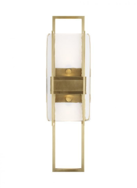 Visual Comfort & Co. Modern Collection Duelle Medium Wall Sconce, 1-Light, LED, Natural Brass, 18"H (700WSDUE18NB-LED927 70PGGJG) 