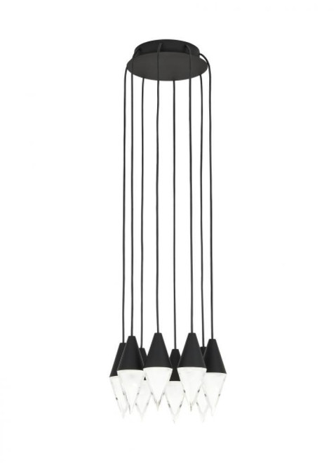 Visual Comfort & Co. Modern Collection Turret Ceiling Chandelier, 8-Light, LED, Nightshade Black, 10.3"L (700TRSPTRT8RB-LED930 70PGEGZ) 