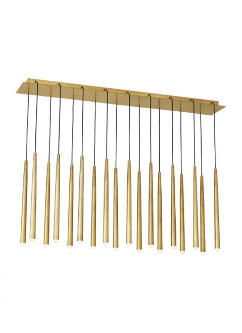Visual Comfort & Co. Modern Collection Pylon Ceiling Chandelier, 18-Light, LED, Natural Brass, 43.2"L (700TRSPPYL18TNB-LED930277 70PGDL4) 