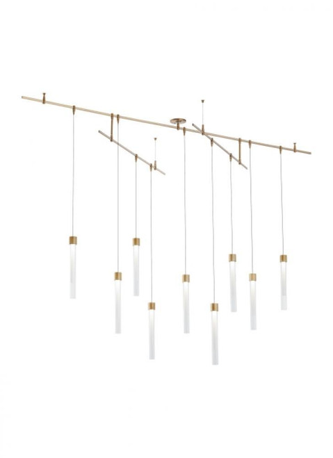 Visual Comfort & Co. Modern Collection Mini Linger Chandelier, 9-Light, LED, Natural Brass, 96"L (700LNG9NB-LED930R 70PGJEM) 