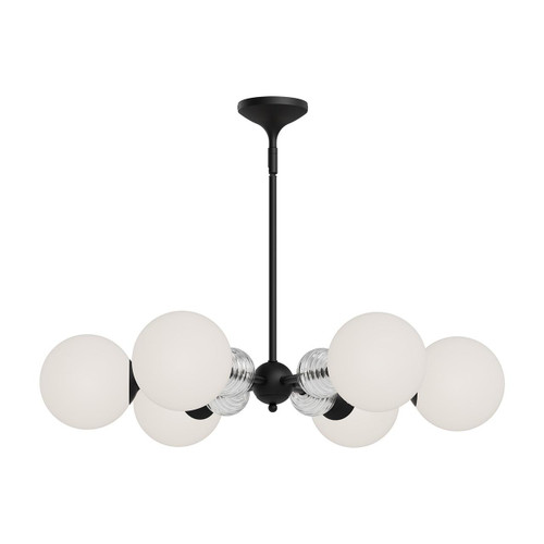 Alora Lighting Celia Chandelier, 3-Light, Matte Black, Opal Matte Glass, 30.25"D 
