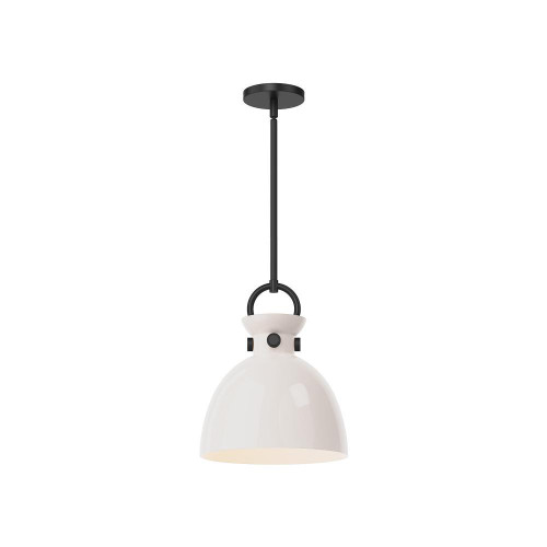 Alora Lighting Waldo Pendant, 2-Light, Matte Black, Glossy Opal Glass, 12.75"H 