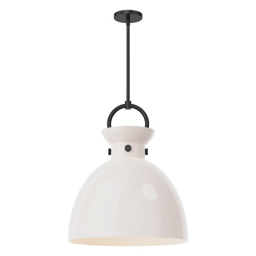 Alora Lighting Waldo Pendant, 2-Light, Matte Black, Glossy Opal Glass, 21.75"H 