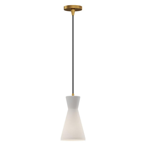 Alora Lighting Betty Pendant, 1-Light, Aged Gold, Opal Matte Glass, 12"H 