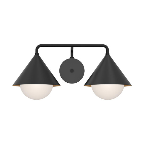Alora Lighting Remy Bathroom Vanity Light, 1-Light, Matte Black, Opal Matte Glass, 21.13"W 