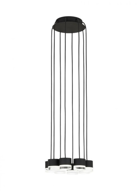 Visual Comfort & Co. Modern Collection Gable Ceiling Chandelier, 8-Light, LED, Nightshade Black, 10.4"W (700TRSPGBL8RB-LED930 70PGDKE) 