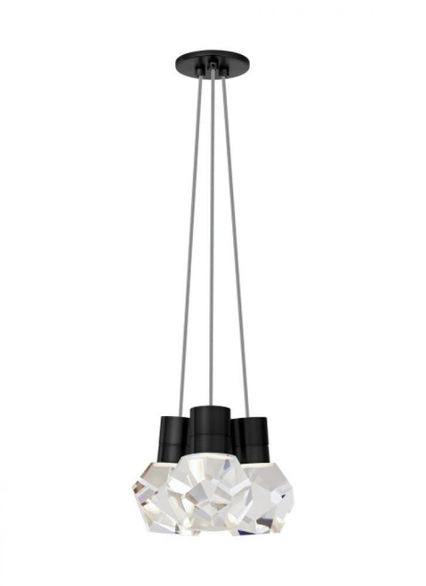 Visual Comfort & Co. Modern Collection Kira Ceiling Pendant, 3-Light, LED, Black, 10"W (700TDKIRAP3YB-LEDWD 70PGLEW) 