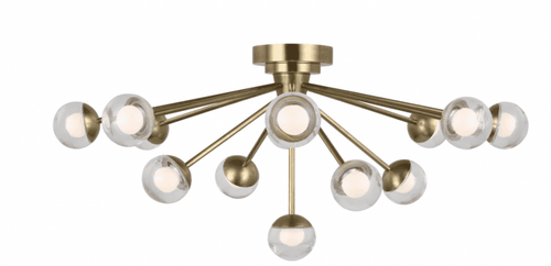 Visual Comfort & Co. Signature Collection Alloway Flush Mount, 1-Light, LED, Soft Brass, 30"W (KS 4230SB-CG CWZ73) 