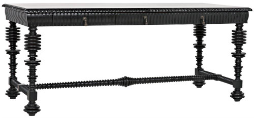 Noir Portuguese Desk, Hand-Rubbed Black, 72"W (GDES115HB YUU6013EXU) 