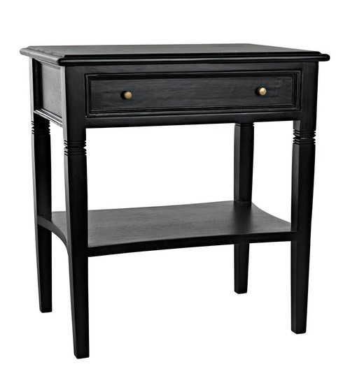 Noir Oxford Side Table, 1-Drawer, Hand-Rubbed Black, 30"H (GTAB247HB YUU6013NTK) 