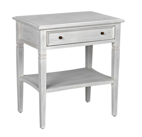 Noir Oxford Side Table, 1-Drawer, White Wash, 30"H (GTAB247WH YUU6013NTM) 