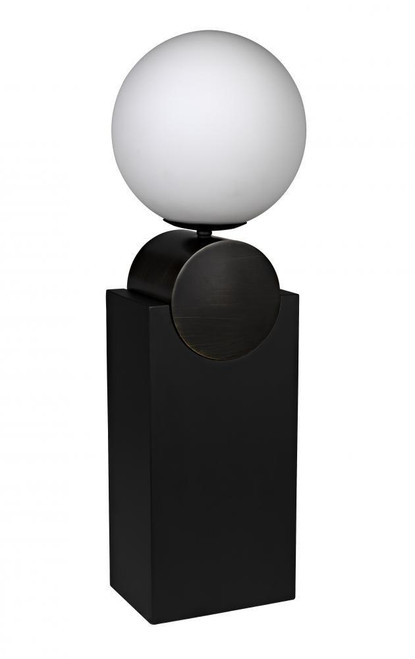 Noir Kate Table Lamp, 1-Light, Matte Black, Antique Brass, Frosted Globe, 24"H (PZ004MTB YUU6013GWG) 