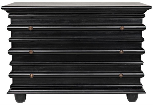 Noir Ascona Chest, 3-Drawer, Hand-Rubbed Black, 42"W GDRE137HB, Noir GDRE137HB YUU6013LUF 