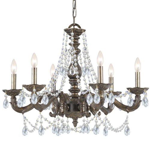 Crystorama Paris Market Chandelier - Venetian Bronze, Swarovski Spectra Crystal 22"H 
