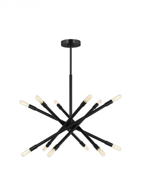 Visual Comfort & Co. Studio Collection Eastyn Chandelier, 12-Light, Midnight Black, 22.5"W (CC16712MBK 70733MP) 