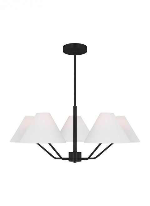 Visual Comfort & Co. Studio Collection Burke Medium Chandelier, 5-Light, Midnight Black, 30"W (DJC1005MBK 70734KF) 