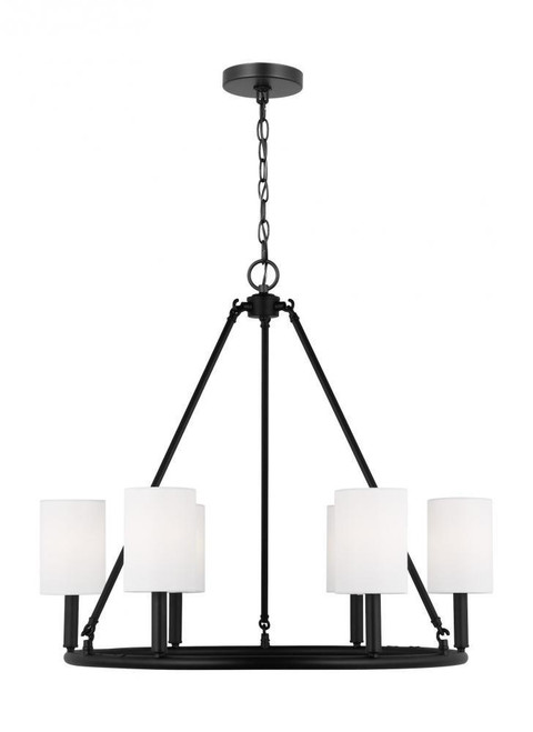 Visual Comfort & Co. Studio Collection Egmont Chandelier, 6-Light, Midnight Black, 28"W (DJC1086MBK 70734L3) 