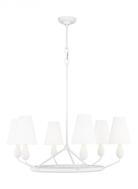 Visual Comfort & Co. Studio Collection Ziba Medium Chandelier, 6-Light, Matte White, 32"W (TC1186MWT 70736J4) 