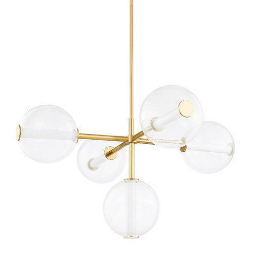 Hudson Valley Richford Chandelier, 5-Light, LED, Aged Brass, Clear Glass Shade, 48"W (5248-AGB ACJWU) 