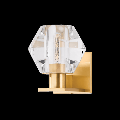 Hudson Valley Cooperstown Wall Sconce, 1-Light, Aged Brass, Clear Shade, 7.75"H (7408-AGB ACJXN) 